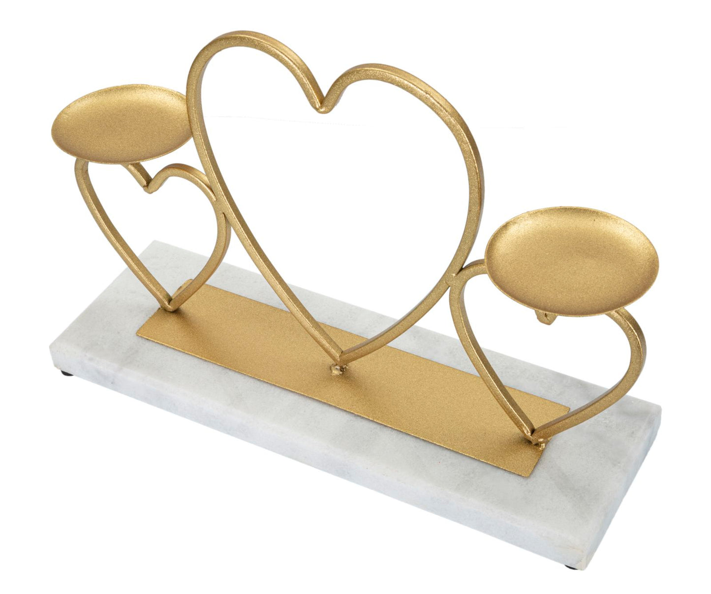 Hearts Kaarshouder Goud Metaal Marmer 30x20 cm