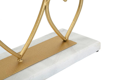 Hearts Kaarshouder Goud Metaal Marmer 30x20 cm