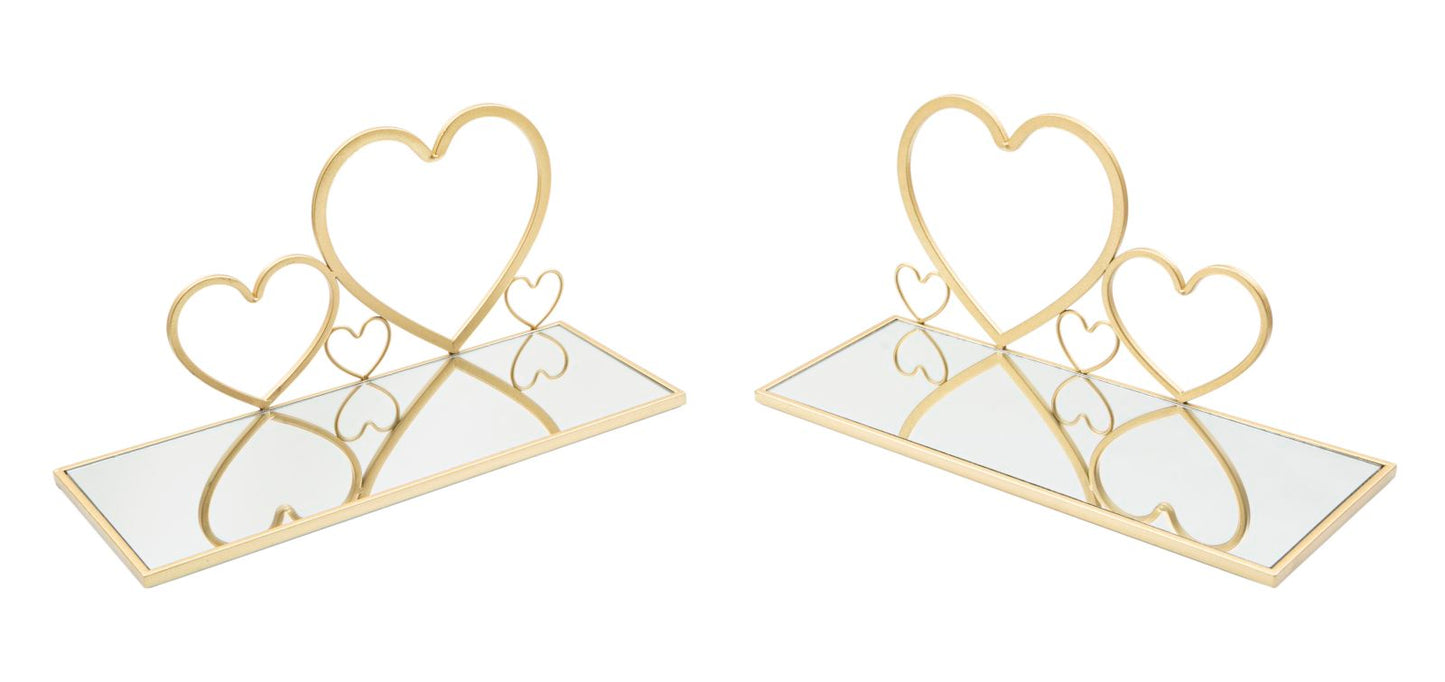 Wandplankenset Hearts Goud Spiegelglas (2 Stuks)