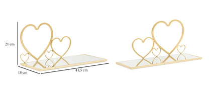 Wandplankenset Hearts Goud Spiegelglas (2 Stuks)