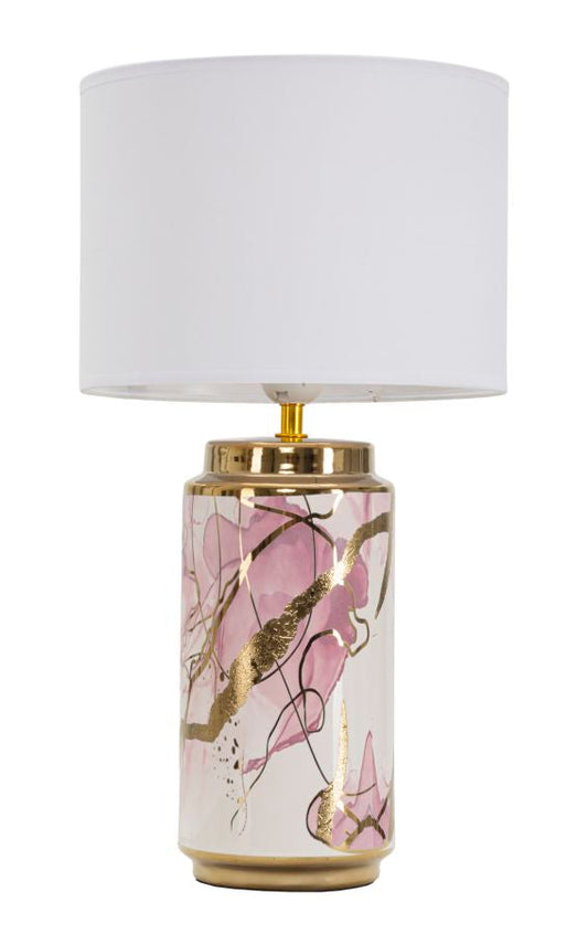 Luxe Bloom Tafellamp Keramiek Goud Roze