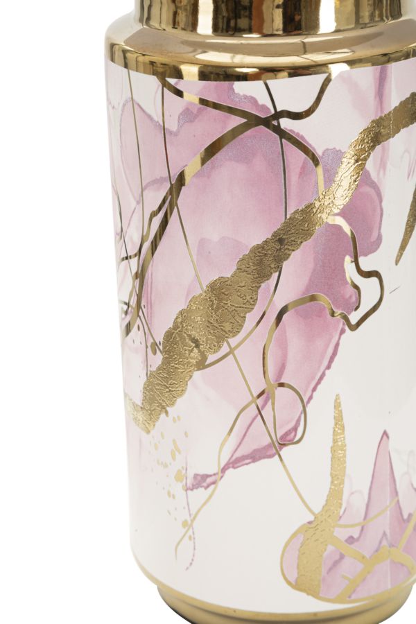 Luxe Bloom Tafellamp Keramiek Goud Roze