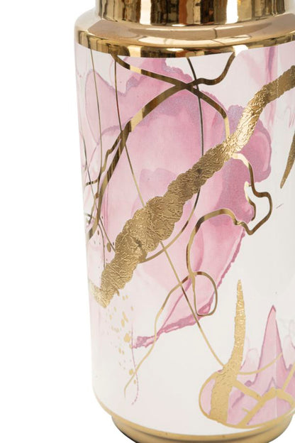 Luxe Bloom Tafellamp Keramiek Goud Roze