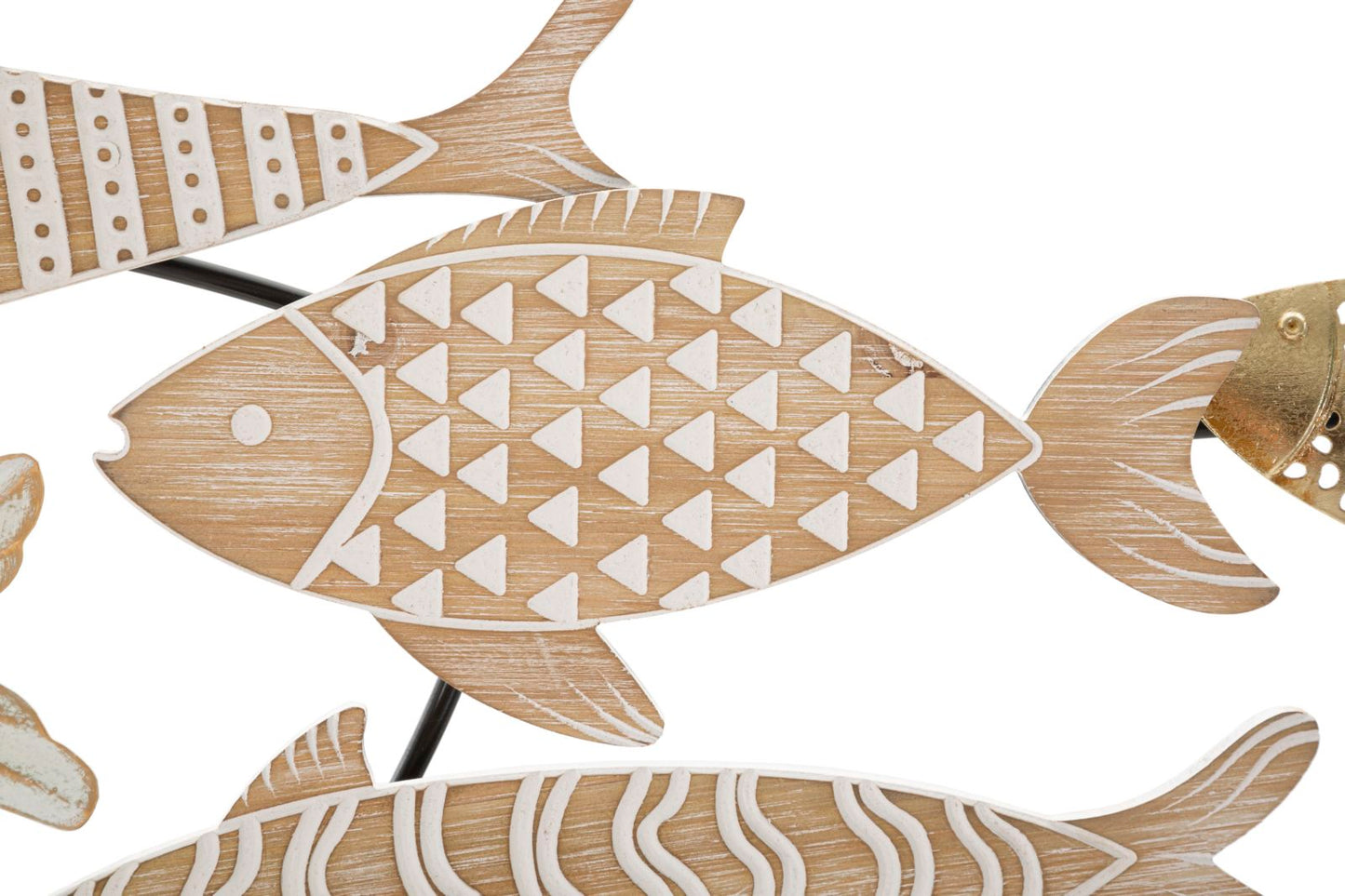 Fishy Wanddecoratie Metaal Hout 118x446 cm