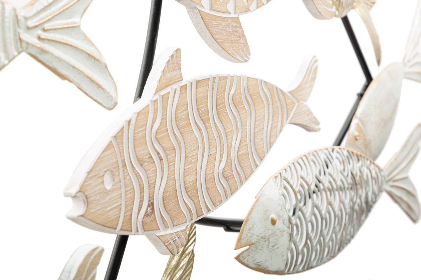 Fishy Wanddecoratie Metaal Hout 118x446 cm