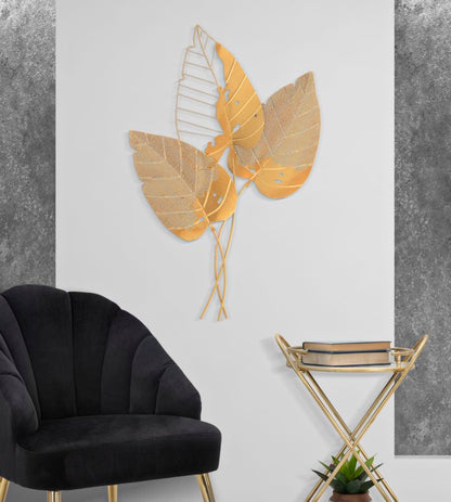 Autumn Leaf Gold Wanddecoratie Metaal Goud