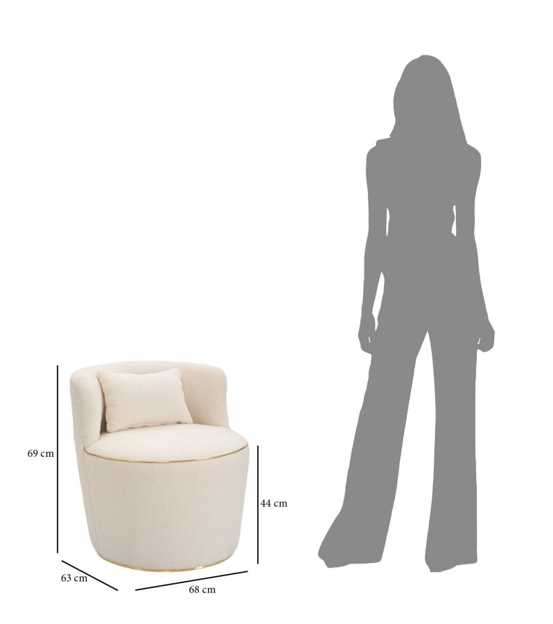 Glamour Glint Fauteuil Teddy Crème