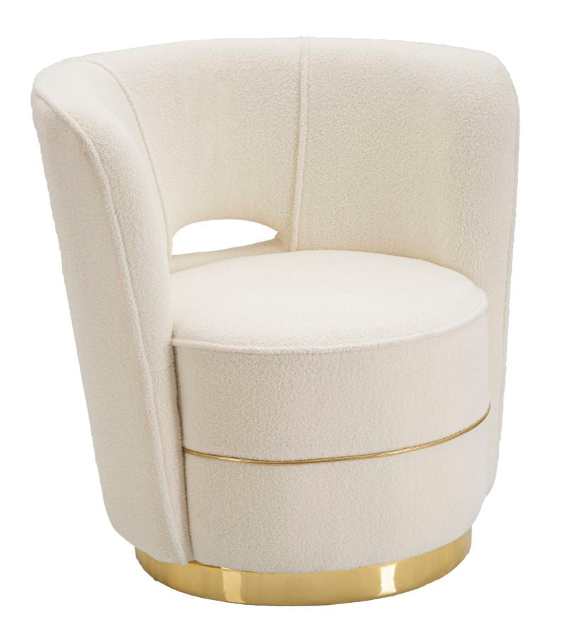 Fauteuil "Nordic Luxe" Crème Bouclé Goud