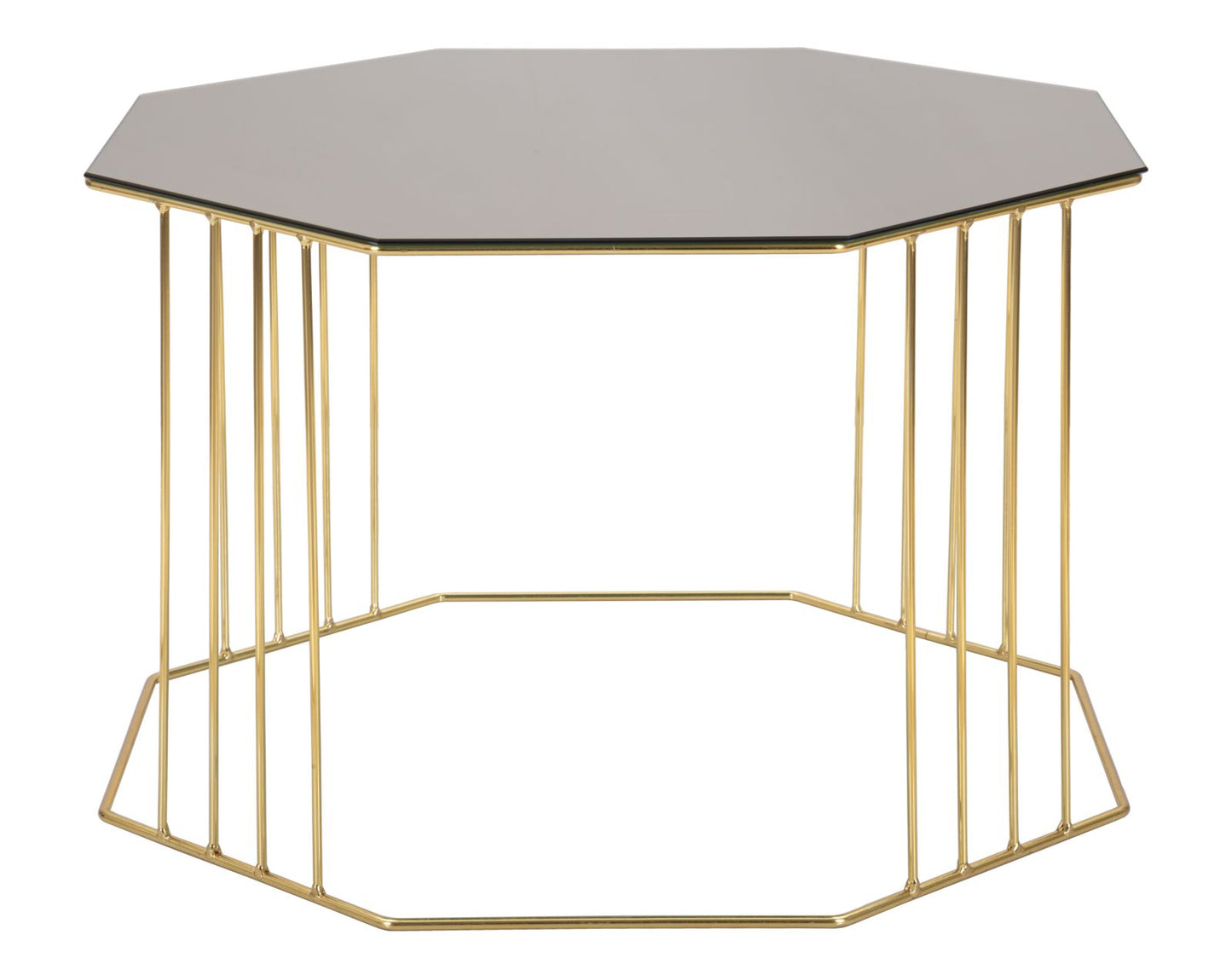 Salontafel Octagon Goud Metaal Rookglas Ø 70x45 cm