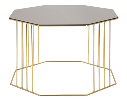 Salontafel Octagon Goud Metaal Rookglas Ø 70x45 cm