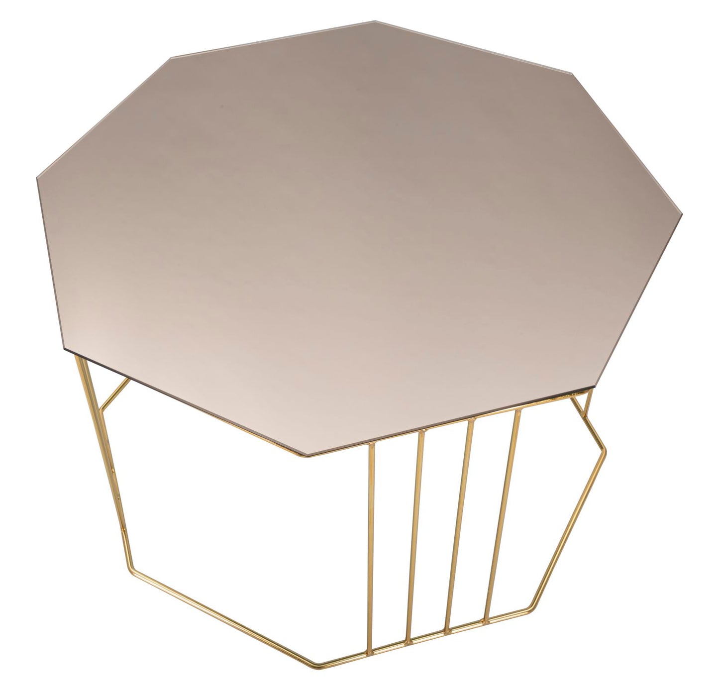 Salontafel Octagon Goud Metaal Rookglas Ø 70x45 cm