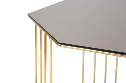 Salontafel Octagon Goud Metaal Rookglas Ø 70x45 cm