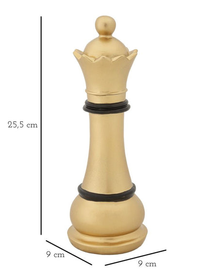 Luxe Schaakkoningin Goud Zwart 25,5cm