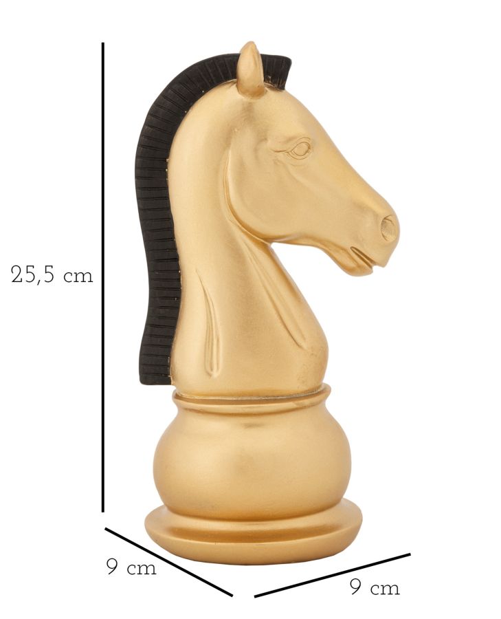 Elegant Schaakpaard Goud Zwart 19cm