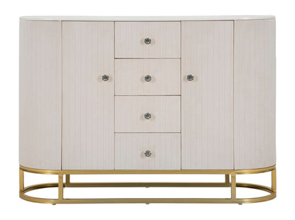 Dressoir Montpellier Goud Metaal Crème Stof Marmerlook 120x40x85 cm