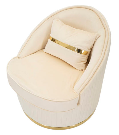 Fauteuil Space Plus Crème Gewatteerde stof Goud