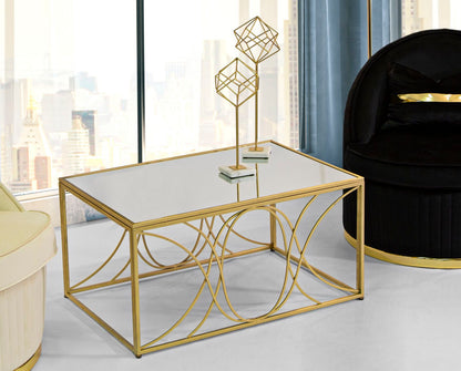 Salontafel Exy Goud Metaal Spiegelglas 90x60x45 cm