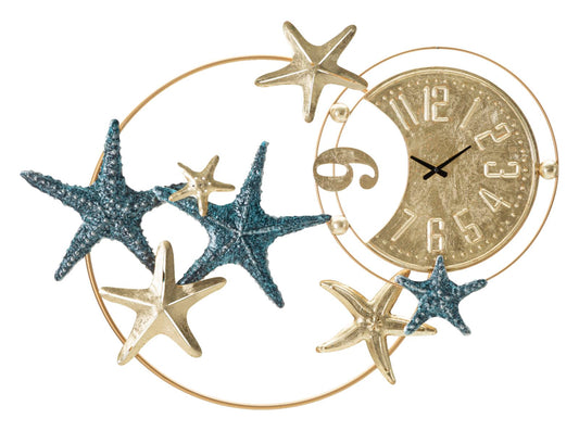 Wandklok Sea Star Wanddecoratie Goud Blauw 91 cm