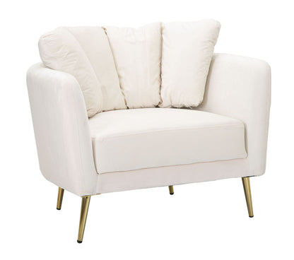 Kiev Cream Fauteuil Beige Stof Gouden Poten