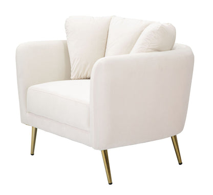 Kiev Cream Fauteuil Beige Stof Gouden Poten