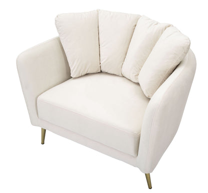 Kiev Cream Fauteuil Beige Stof Gouden Poten