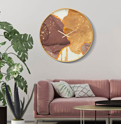 Wandklok glody gouden rand kleurrijk 80 cm