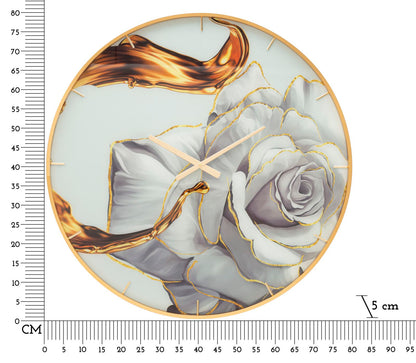 Wandklok Glas Rose Gouden Frame 80 cm