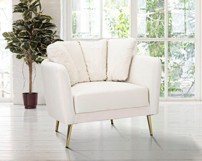 Kiev Cream Fauteuil Beige Stof Gouden Poten