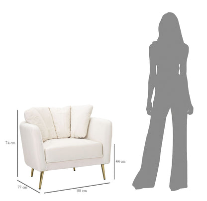 Kiev Cream Fauteuil Beige Stof Gouden Poten