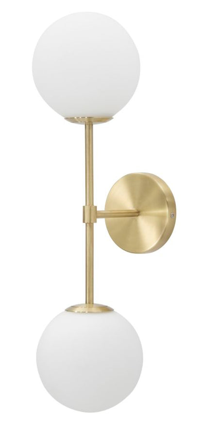 Glamour Gouden Wandlamp Metaal 2 Witte Glazen Bollen