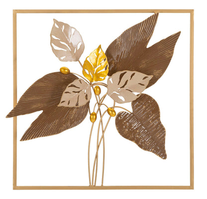 Golden Leaves Wanddecoratie Metaal Goud 50x50 cm