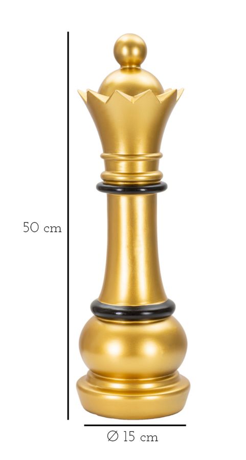 Luxe Schaakkoningin Goud Zwart 50cm