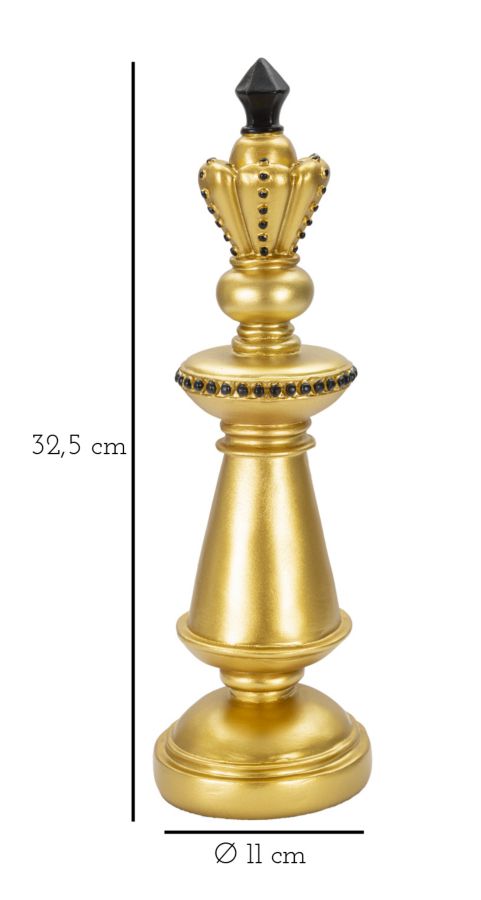 Majestueuze Schaakkoning Goud Zwart 32,5cm