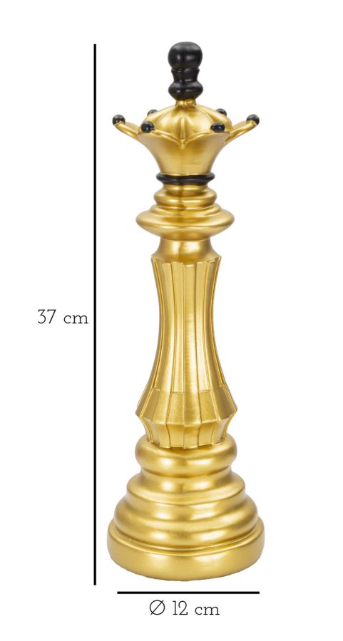 Majestueuze Schaakkoningin Goud Zwart 37cm