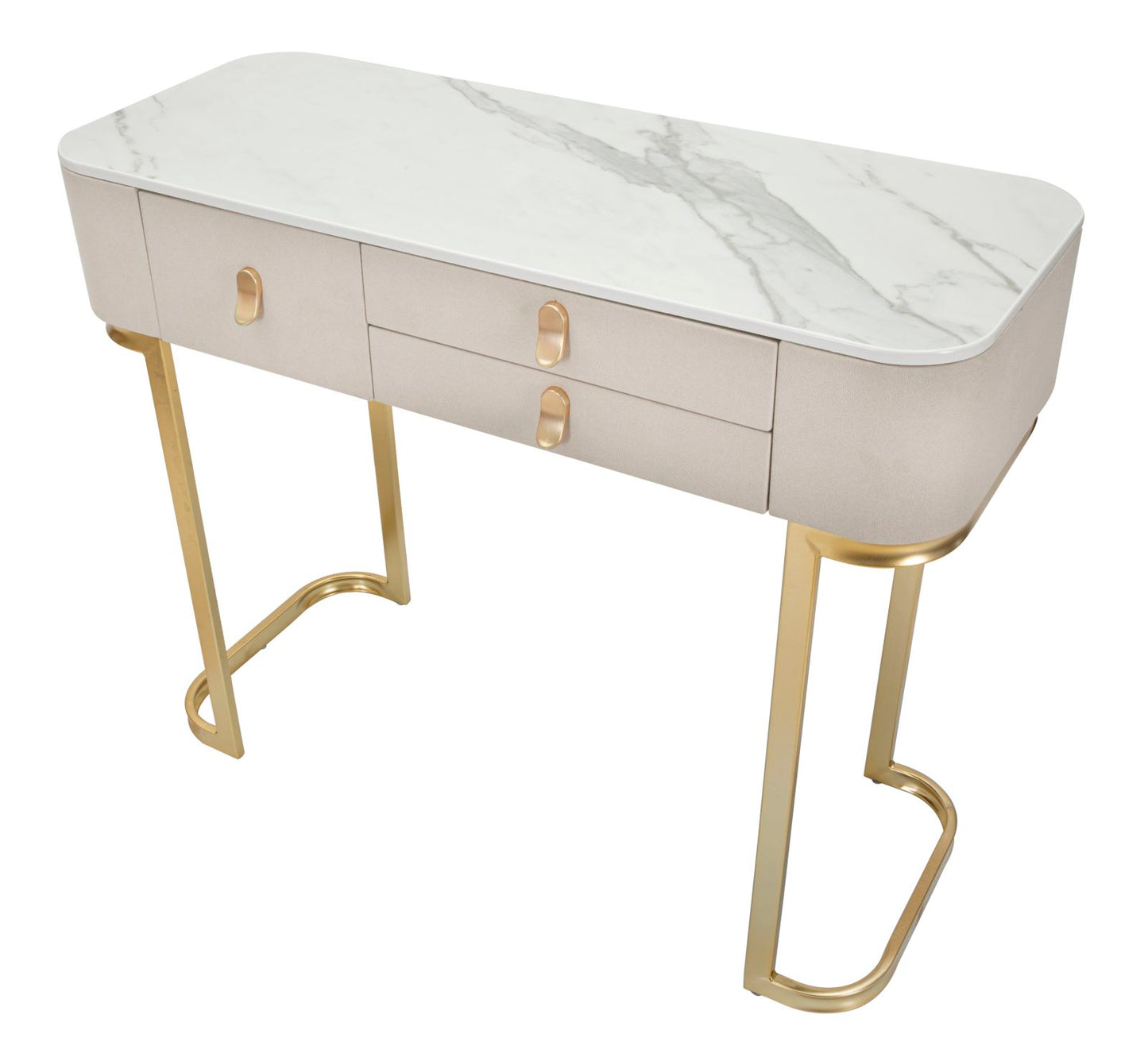 Sidetable Beauty Goud Witte Stof Marmerlook 3 Lades