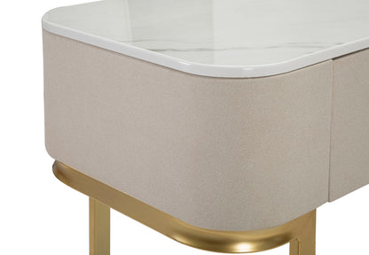 Sidetable Beauty Goud Witte Stof Marmerlook 3 Lades