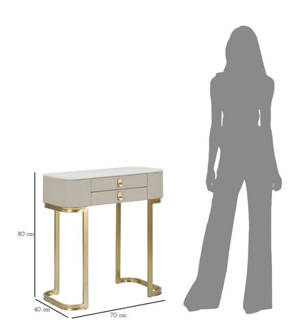 Sidetable Beauty Goud Witte Stof Marmerlook 2 Lades