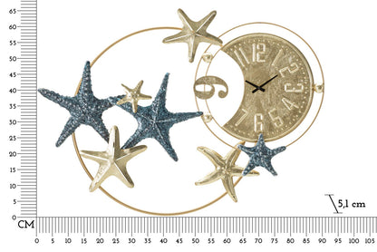 Wandklok Sea Star Wanddecoratie Goud Blauw 91 cm