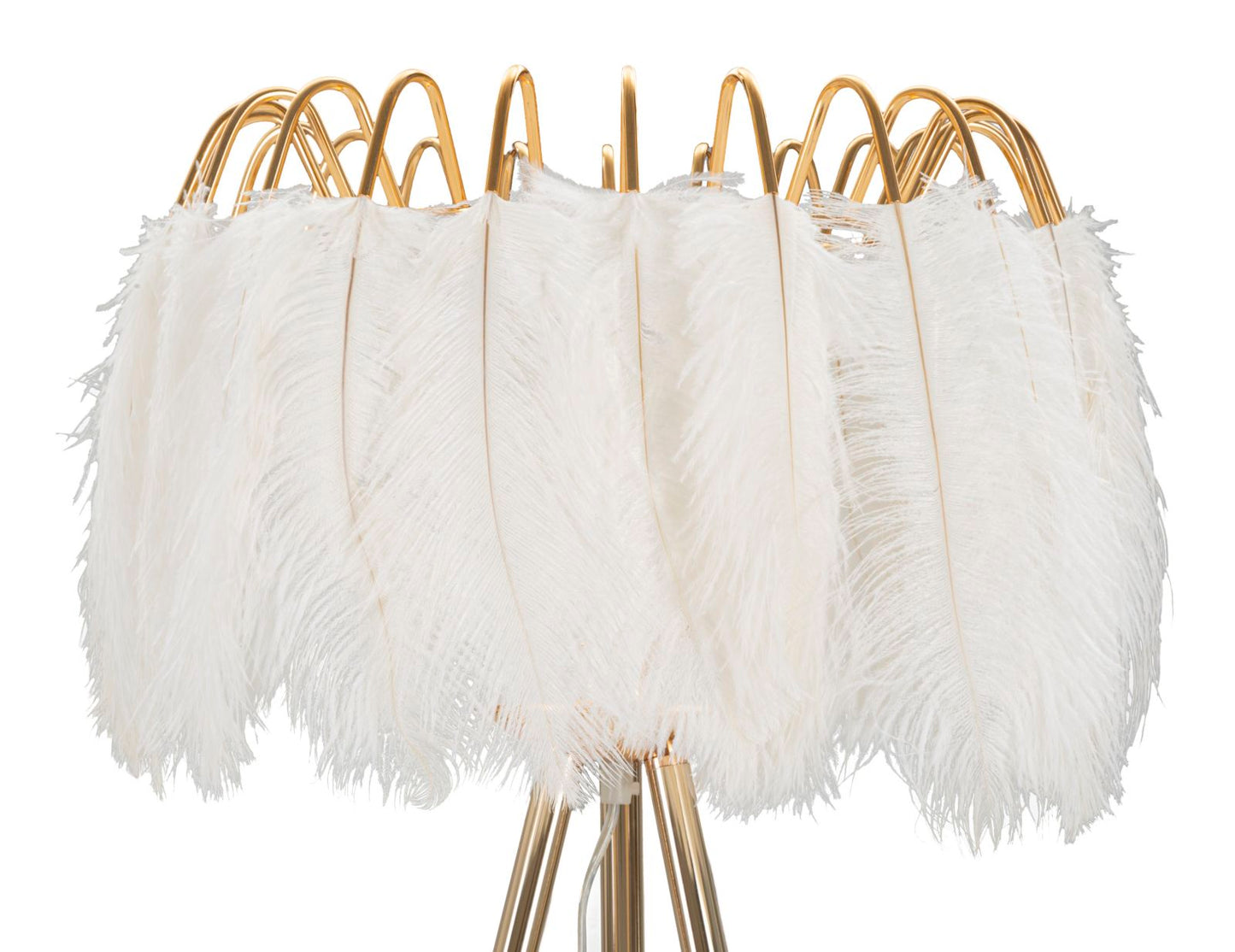 Vloerlamp Feather Stand Goud Witte Veren Ø 46x147 cm