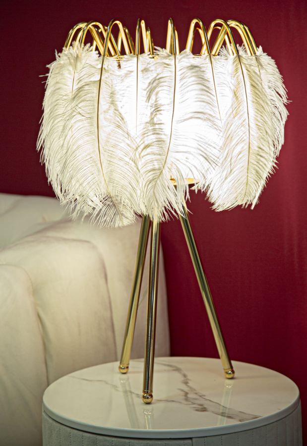 FeatherGlow Tafellamp Goud Wit