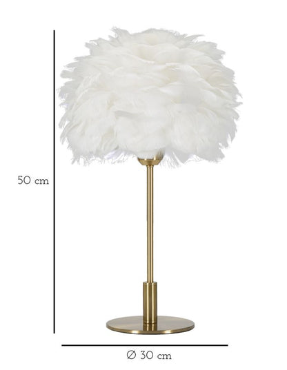 Tafellamp Ball Feather Goud Witte Veren Ø 30x50 cm