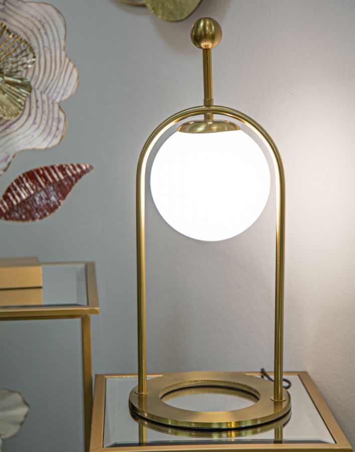 Glamour Arc Tafellamp Goud Glas Metaal