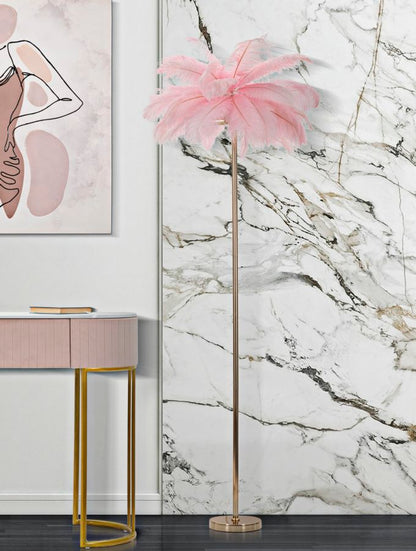 Vloerlamp Palm Pink Goud Roze Veren Ø 55x160 cm