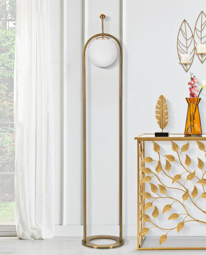 Glamorous Arc Vloerlamp Goud Wit Glazen Bol 28x168 cm