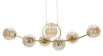 Plafondlamp Japan 7 Bollen Goud Glas, 115x30x36 cm