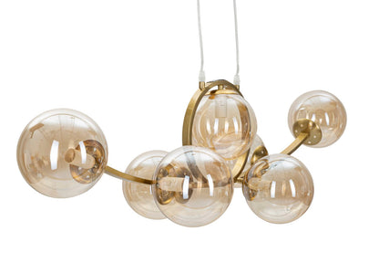 Plafondlamp Japan 7 Bollen Goud Glas, 115x30x36 cm