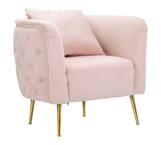 Fauteuil Bucarest Roze Bekleding Goud 76x74x73 cm