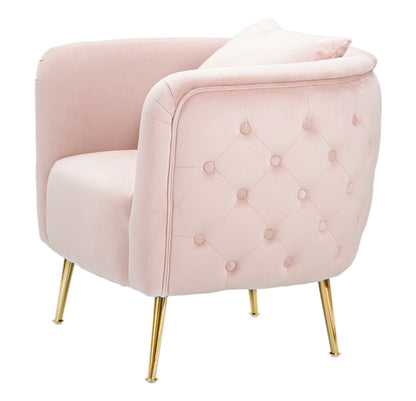 Fauteuil Bucarest Roze Bekleding Goud 76x74x73 cm