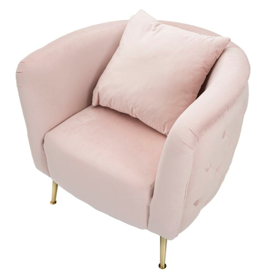 Fauteuil Bucarest Roze Bekleding Goud 76x74x73 cm