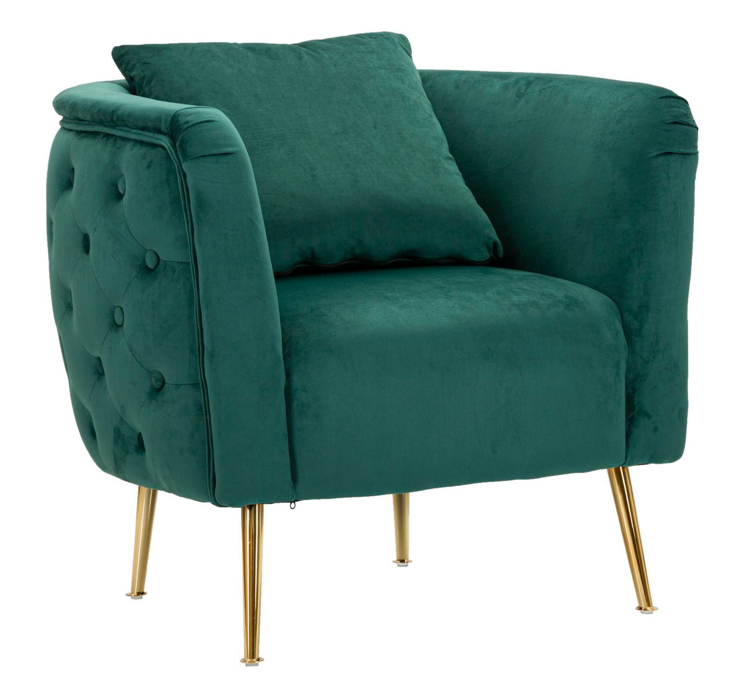 Fauteuil Bucarest groen velvet gouden poten